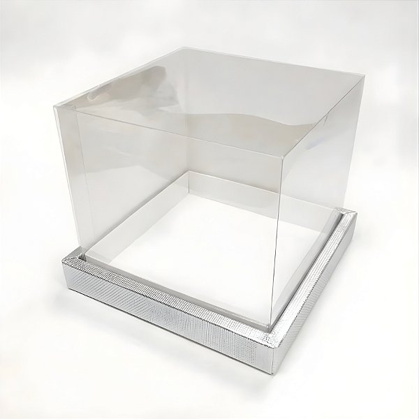 Caixa para Panetone 100g 10x10x10cm Prata Texturizada - 10 unidades - Assk - Rizzo