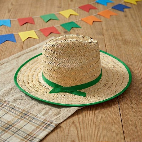 Chapéu de Palha Cowboy - Verde - 34x13,5cm - 1 unidade - Rizzo