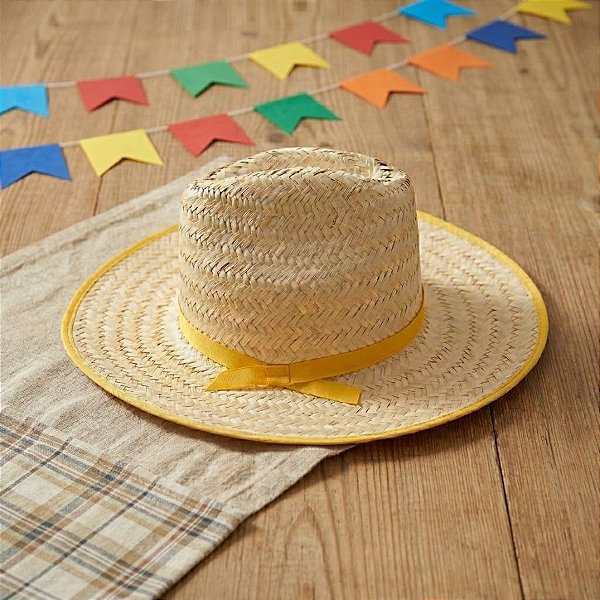 Chapéu de Palha Cowboy - Amarelo - 34x13,5cm - 1 unidade - Rizzo