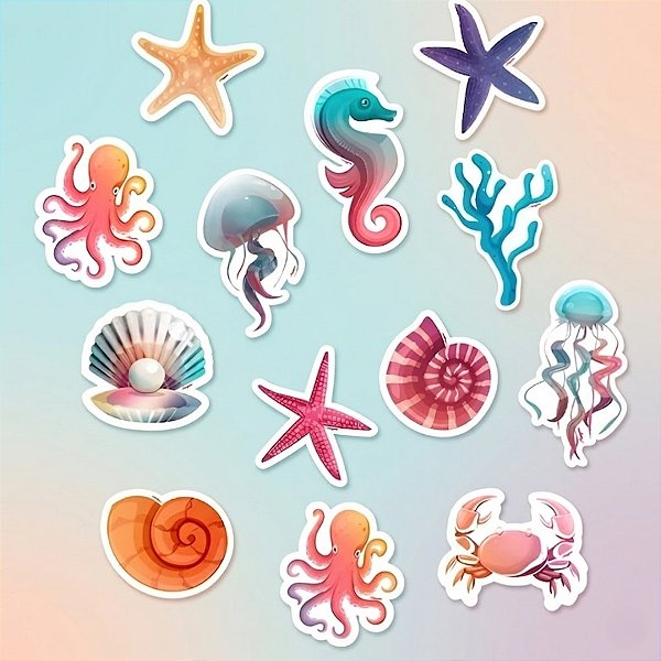 Mini Personagens Decorativos - Fundo do Mar - 4,5x9cm - 12 unidades - Regina - Rizzo