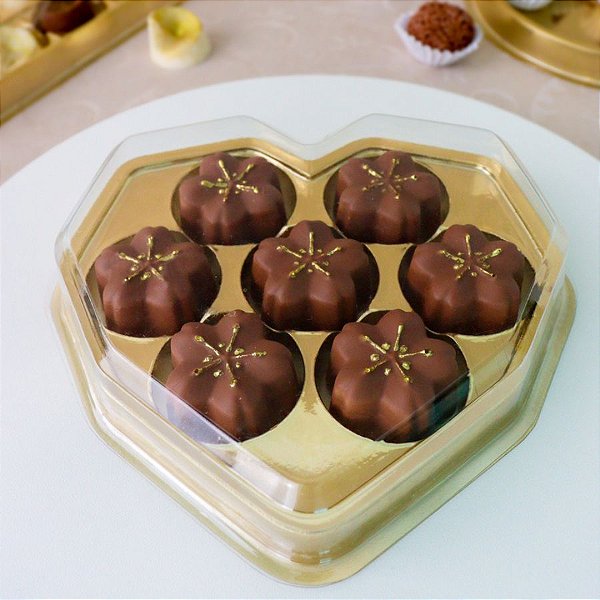 Caixa Coração Lapidado - 7 Cavidades - Dourado - Ref.14060 - 10 unidades - BWB - Rizzo