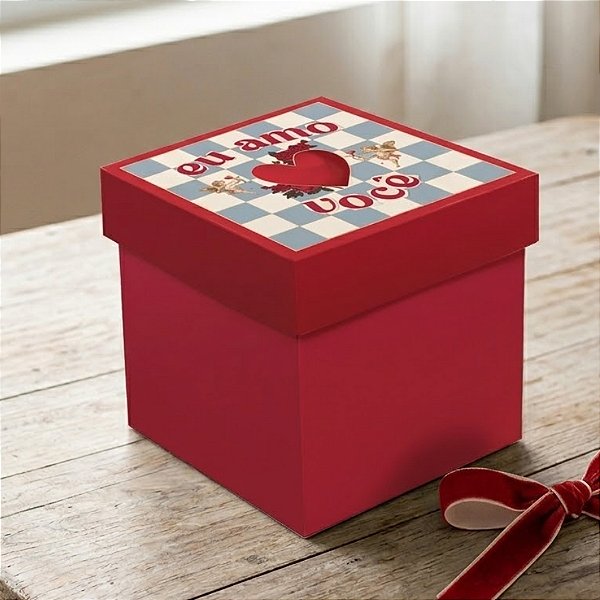 Caixa Cubo - História De Amor  - G 17x17x17cm - 1 unidade - Cromus - Rizzo