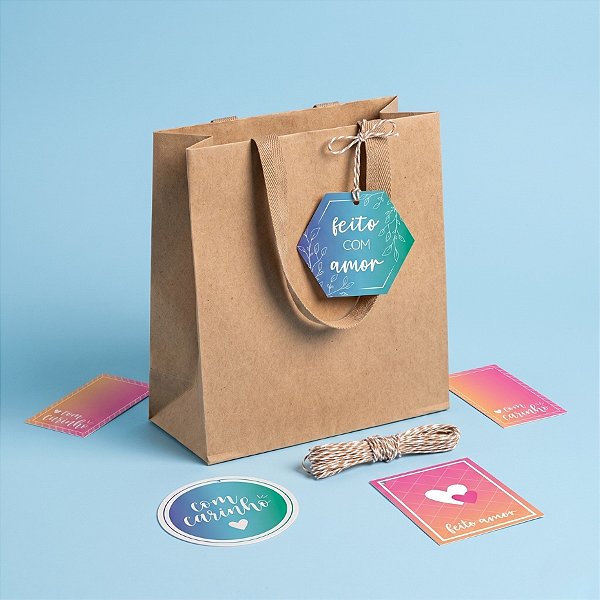 Kit Fechamento Para Presente Ombre Carinho - 13 Peças - Cromus - Rizzo Embalagens