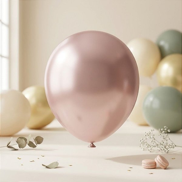 Balão de Festa Metallic - Rosa Soft - 1 unidade - São Roque - Rizzo