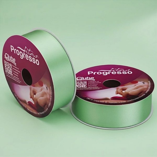 Fita de Cetim 38mm x 50m - Verde Menta - CF009 Cor 232 - Rolo 50m - 1 unidade - Progresso - Rizzo