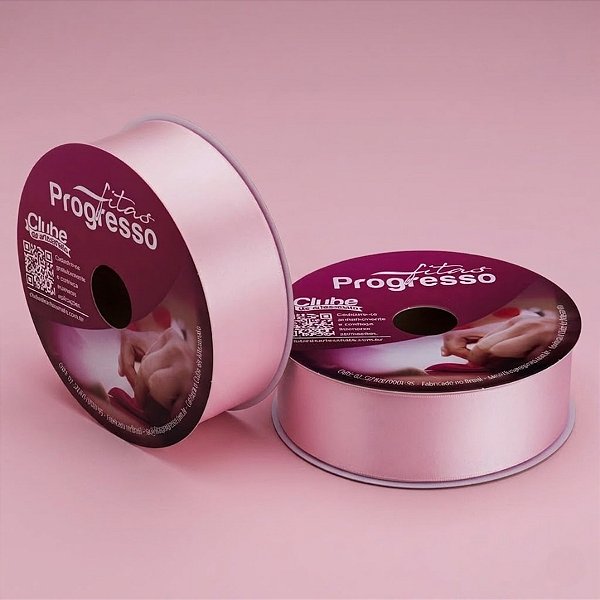 Fita de Cetim 38mm x 50m - Rosa Claro - CF009 Cor 206 - Rolo 50m - 1 unidade - Progresso - Rizzo