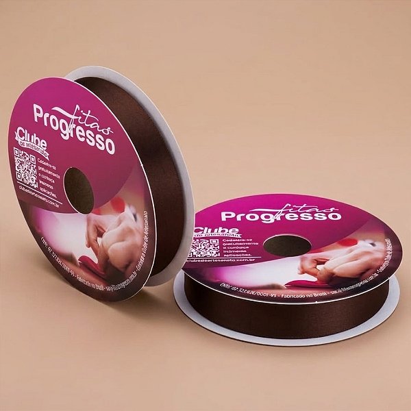 Fita de Cetim 22mm x 50m - Marrom Café - CF005 Cor 340 - Rolo 50m - 1 unidade - Progresso - Rizzo