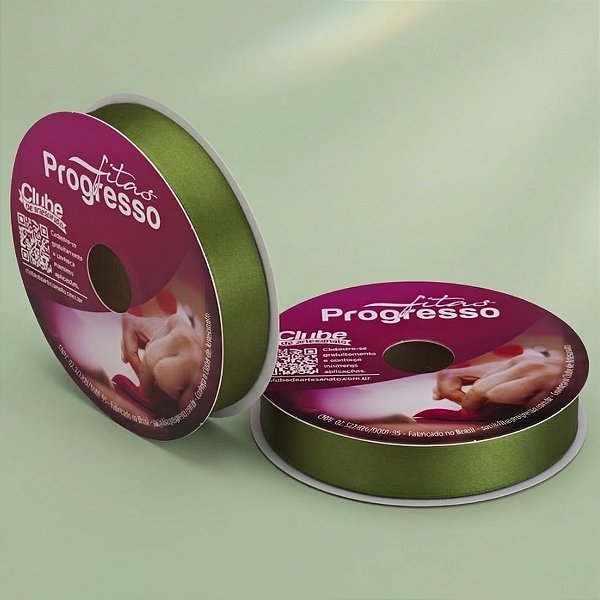 Fita de Cetim 22mm x 50m - Verde Militar - CF005 Cor 249 - Rolo 50m - 1 unidade - Progresso - Rizzo