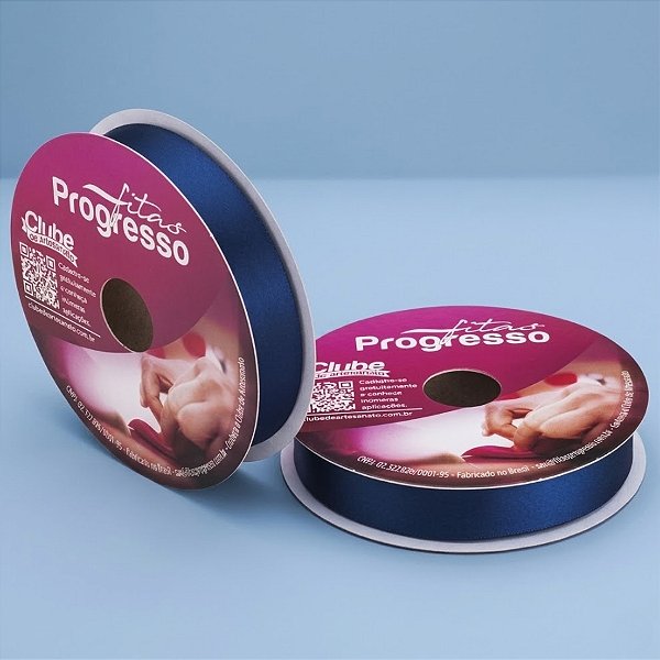 Fita de Cetim 22mm x 50m - Azul Marinho - CF005 Cor 215 - Rolo 50m - 1 unidade - Progresso - Rizzo