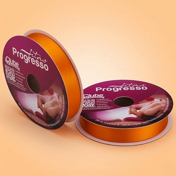 Fita de Cetim 22mm x 50m - Laranja - CF005 Cor 066 - Rolo 50m - 1 unidade - Progresso - Rizzo