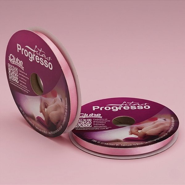 Fita de Cetim 10mm x 50m - Rosa Escuro - CF002 Cor 240 - Rolo 50m - 1 unidade - Progresso - Rizzo