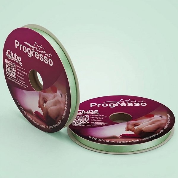 Fita de Cetim 10mm x 50m - Verde Menta - CF002 Cor 232 - Rolo 50m - 1 unidade - Progresso - Rizzo