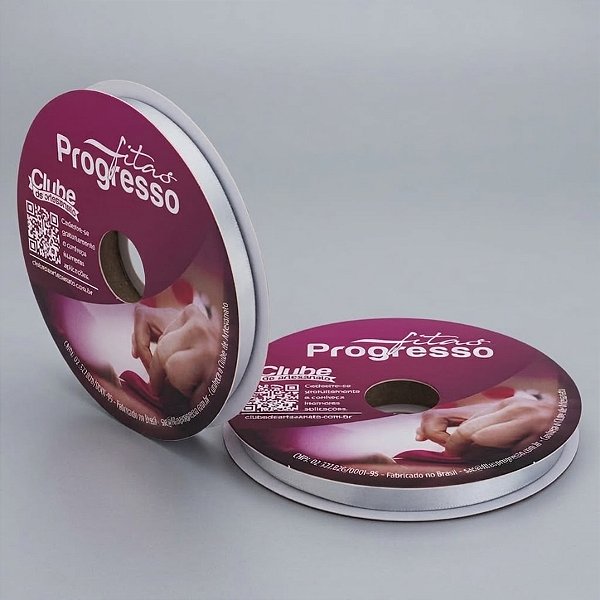 Fita de Cetim 10mm x 50m - Prata - CF002 Cor 084 - Rolo 50m - 1 unidade - Progresso - Rizzo