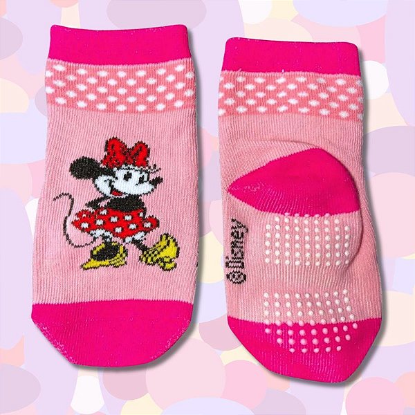 Meia Infantil Antiderrapante - Minnie Mouse - Mod. 3 - 1 a 2 Anos - 1 unidade - Disney Original - Rizzo