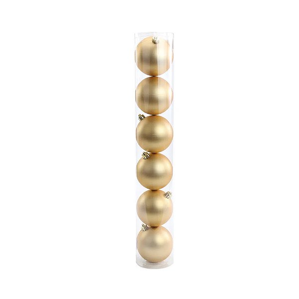 Bola de Natal em Tubo - Fosco Ouro - 10cm - 6 unidades - Cromus - Rizzo