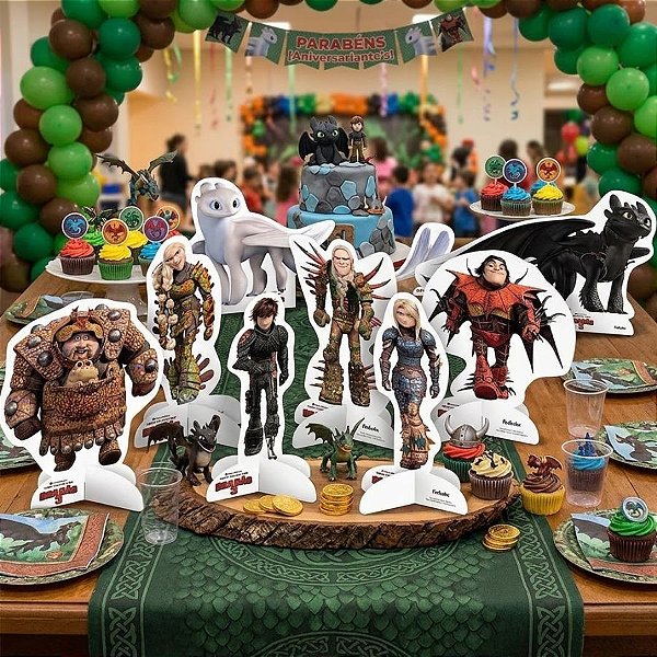 Decoração De Mesa - Como Treinar O Seu Dragão 3 - 8 unidades - Festcolor - Rizzo