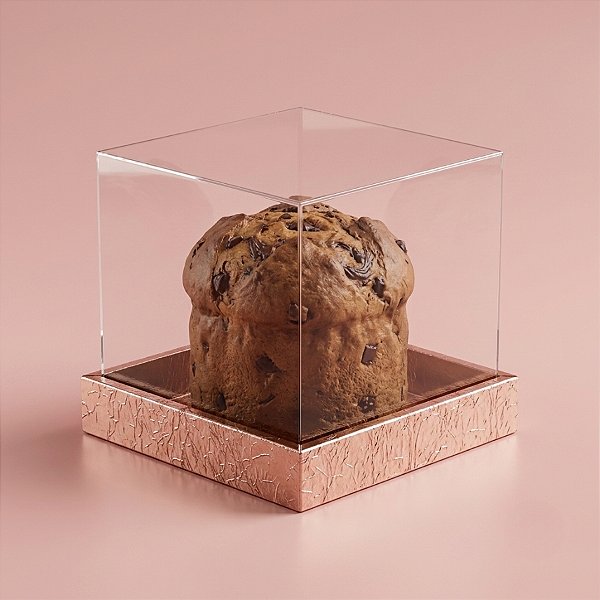 Caixa para Panetone 250g (12x12x12cm) - Rose Gold Texturizda - 05 unidades - Assk - Rizzo