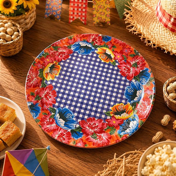Bandeja Laminada de Festa Junina - Xodó Quadriculado - 32,5cm - 1 unidade - Cromus - Rizzo