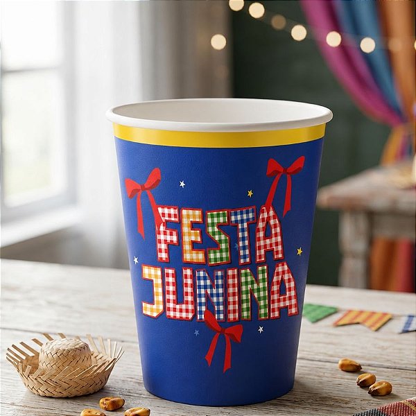 Copo de Papel -  Festa Junina Xodó - 240ml - 8 unidades - Cromus - Rizzo