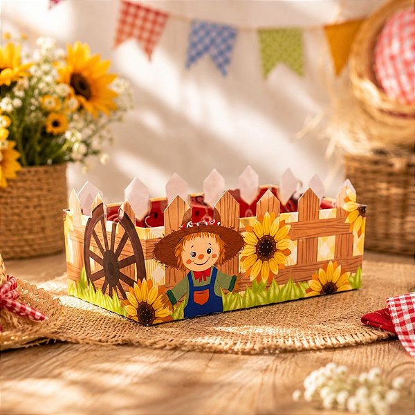 Cesta Cerquinha de Papel Cartão - Passeio na Roça - 14x9x4,5cm - 1 unidade - Cromus - Rizzo
