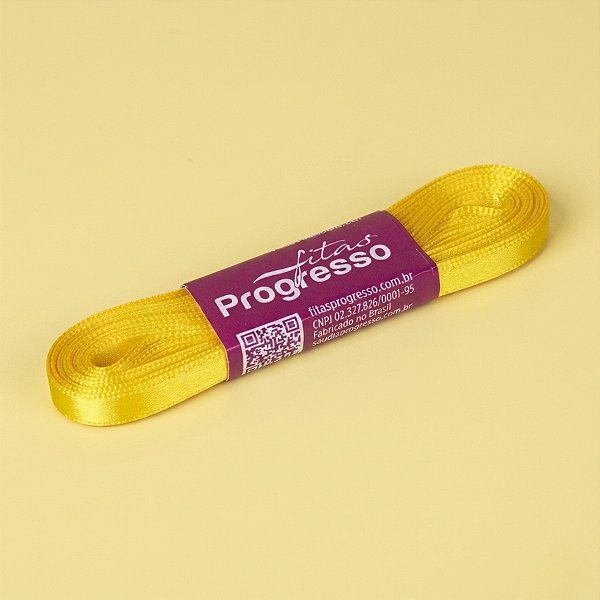 Fita de Cetim Progresso 7mm - 10m Cor 763 Amarelo Gema  - 1 unidade - Rizzo