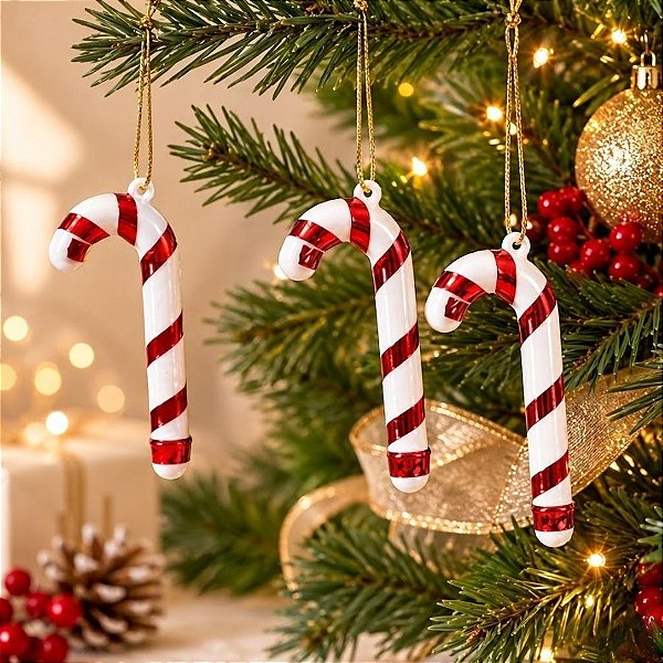 Enfeite Para Pendurar de Natal - Bengala Doce - 12cm - 3 unidades - Rizzo