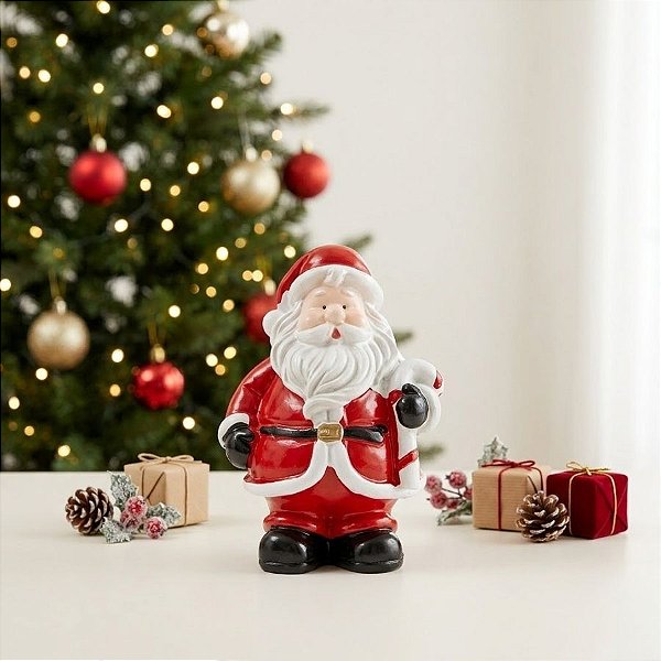 Enfeite Decorativo de Natal em Resina - Papai Noel - Bengala - 10cm - 1 unidade - Rizzo