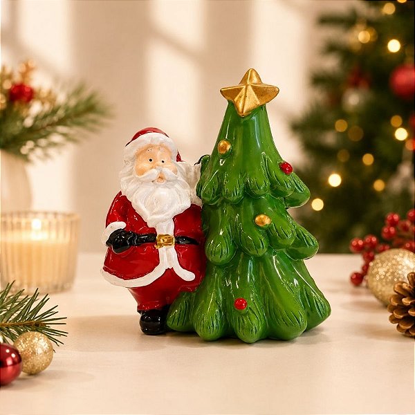 Enfeite Decorativo de Natal em Resina - Papai Noel - Esquerdo - 8cm  - 1 unidade - Rizzo