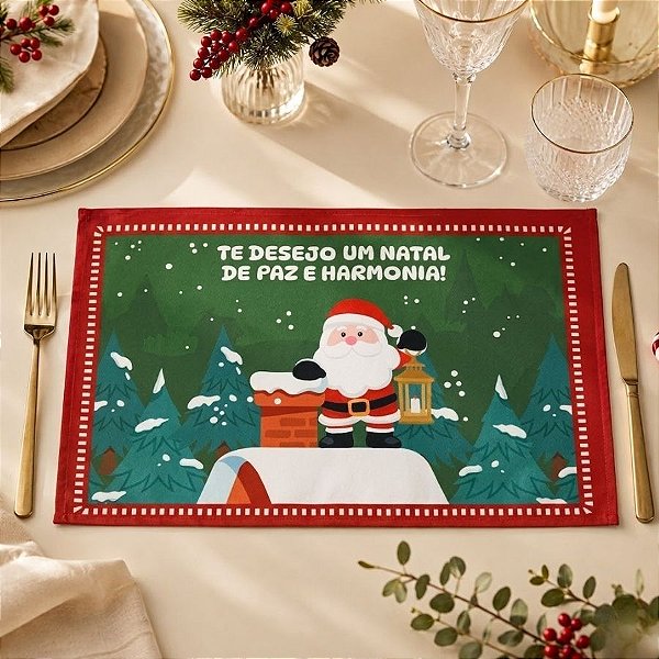 Jogo Americano de Natal - Te Desejo um Natal de Paz e Harmonia - 45x30cm - 1 unidade - Rizzo