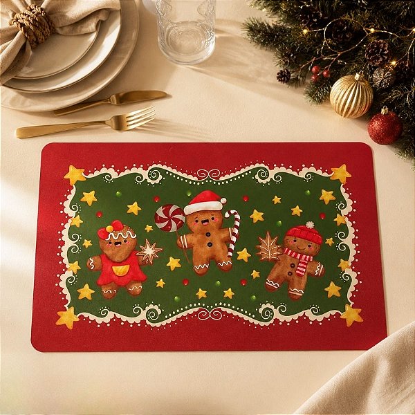 Jogo Americano de Natal - Vermelho e Verde - 43x28cm - 1 unidade - Rizzo