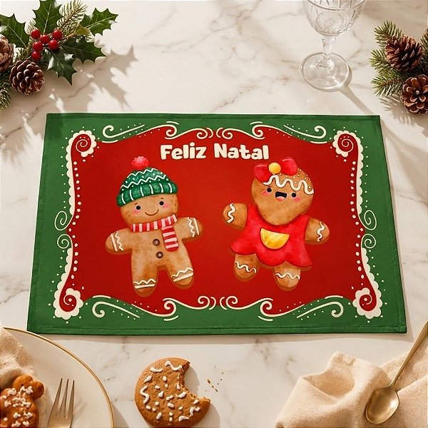 Jogo Americano de Natal - Verde Com Vermelho - 45x30cm - 1 unidade - Rizzo