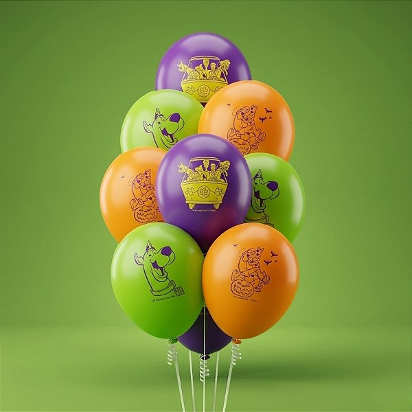 Balão Látex Redondo 9" - Halloween - Scooby-Doo! - 23cm  - 25 unidades - Regina - Rizzo