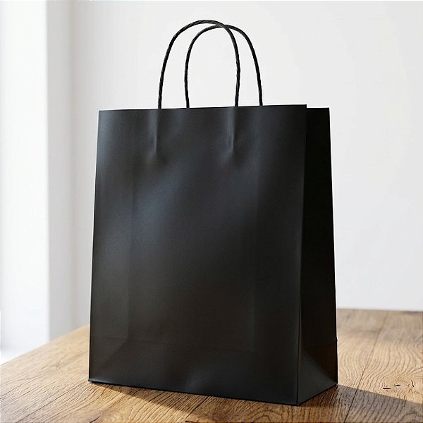 Sacola de Papel G 32x26,5x13cm - Preto - 10 unidades - Cromus - Rizzo