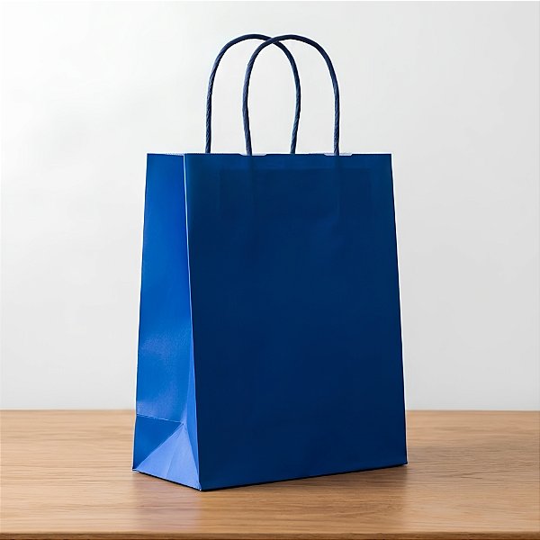 Sacola de Papel P 21,5x15x8cm - Azul Royal - Embalagem Econômica - 10 unidades - Cromus - Rizzo