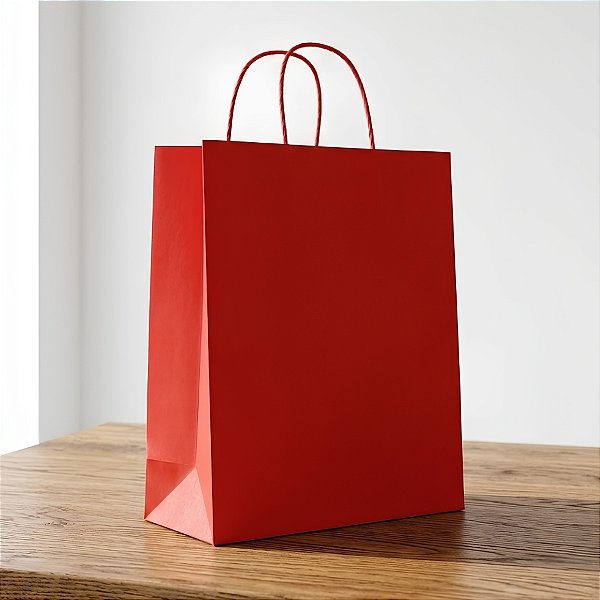 Sacola de Papel GG 39x32x16cm - Vermelho - 10 unidades - Cromus - Rizzo