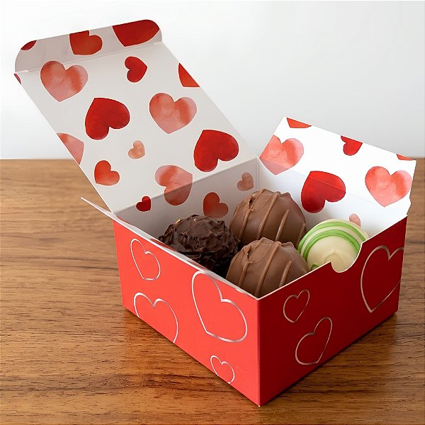 Caixa 4 Doces Quadrada - Amore - 12x12x12cm - 4 unidades - Regina - Rizzo