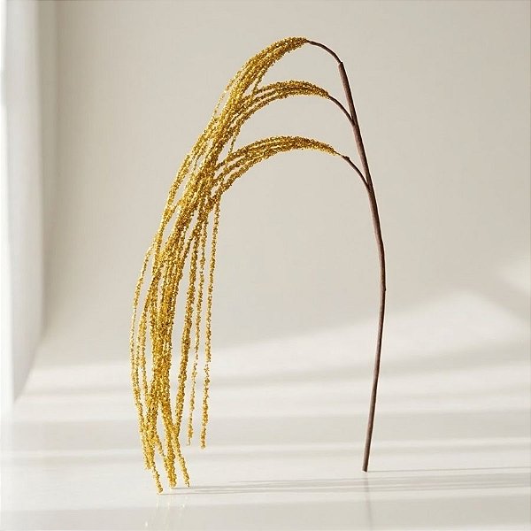Galho Decorativo de Natal - Lantejoulas Douradas - 97cm - 1 unidade - Cromus - Rizzo