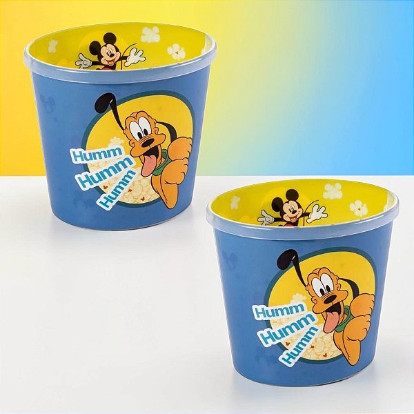 Balde de Pipoca - Mickey e Pluto - 2,1l - Disney Original  - 2 unidades - Plasútil - Rizzo