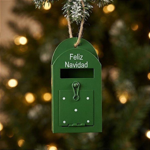 Enfeite para Pendurar de Natal - Mini Caixa de Correio - Verde - 10x5x3cm - 1 unidade - Cromus - Rizzo