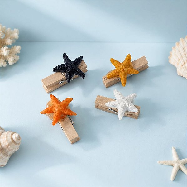 Mini Prendedor Com Imã - Estrela-do-Mar - Sortido - 3,5x2,5cm - 8 unidades - Rizzo