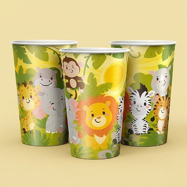 Copo de Papel - Safari Baby - 180ml - 9,5x6,5cm - 8 unidades - Regina - Rizzo