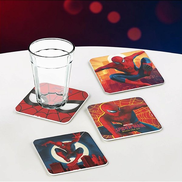 Porta Copo Quadrado - Homem Aranha - Um Novo Dia - 9cm - Disney Original - 6 unidades - Regina - Rizzo