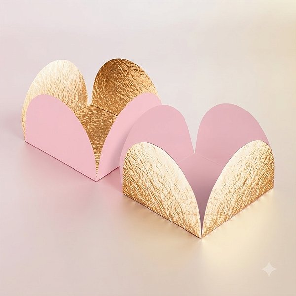 Porta Forminha Duo - Rosa e Ouro Metalizado - 3,5x2,5cm - 50 unidades - Regina - Rizzo
