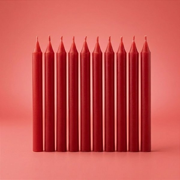 Vela Palito Vermelho - 6cm - 10 unidades - Regina - Rizzo