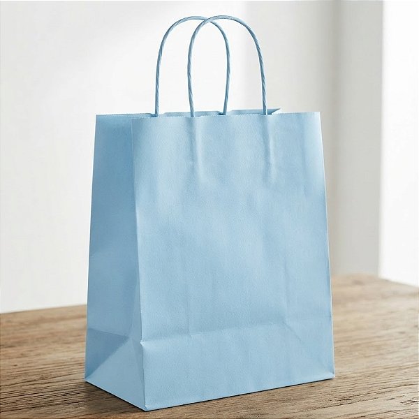 Sacola de Papel G 32x26,5x13cm - Azul Bebê - 10 unidades - Cromus - Rizzo