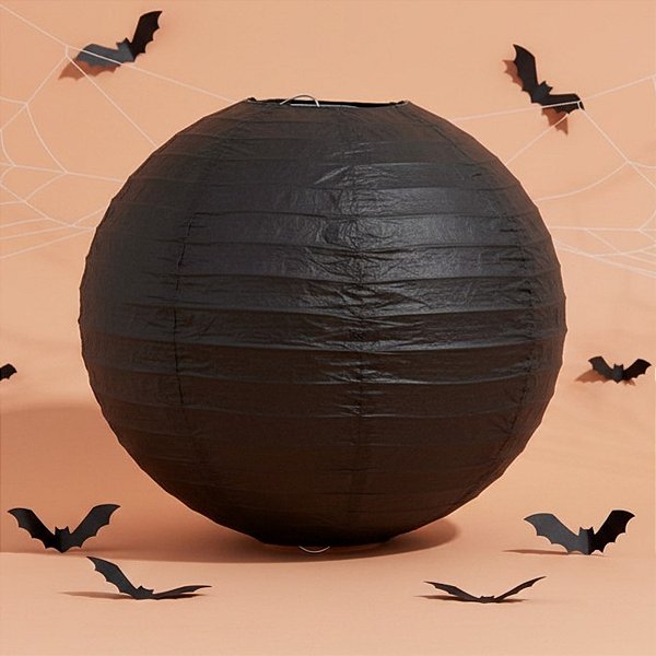 Lanterna Decorativa de Papel - Preto - 14" - 35cm  - 1 unidade - Rizzo