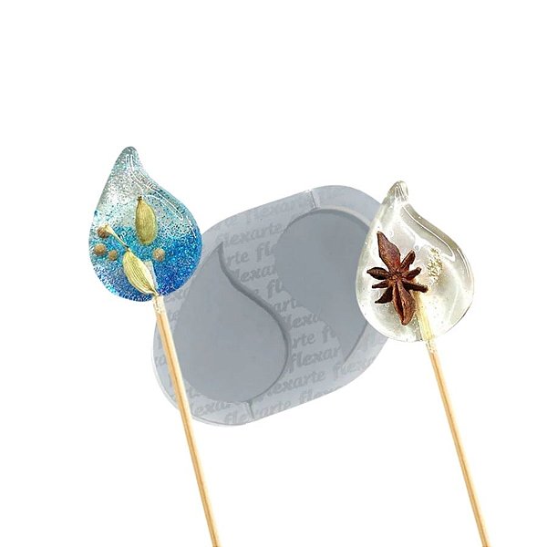 Molde de Silicone Dupla de Pirulito De Gota - Ref. 786 - 1 unidade - Flexarte - Rizzo