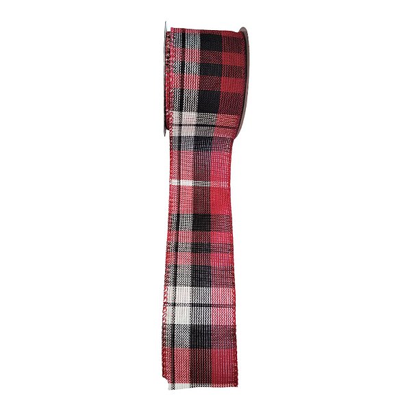 Fita Decorativa - Xadrez Vermelho, branco e Preto - 6,3x914cm - 1 unidade - Rizzo