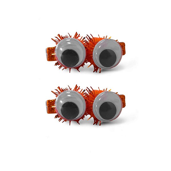 Acessório Presilha Pompom com Olhos - Laranja - 2 unidades - Rizzo