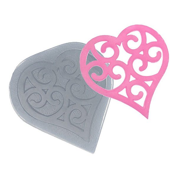 Molde de Silicone Renda Coração Largo Ref. 118 Flexarte